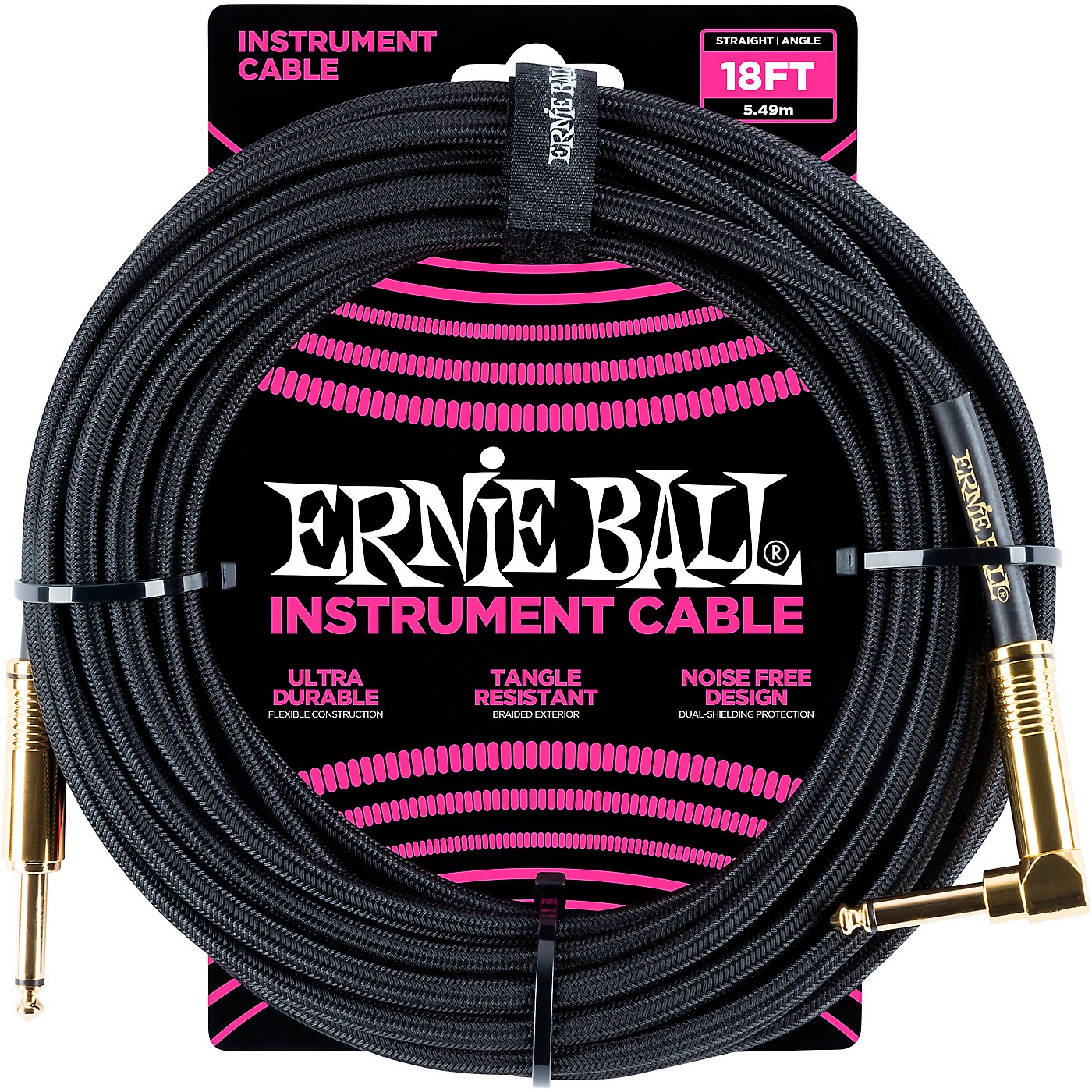 Ernie Ball 18' Straight to Angle Braided Instrument Cable thumbnail