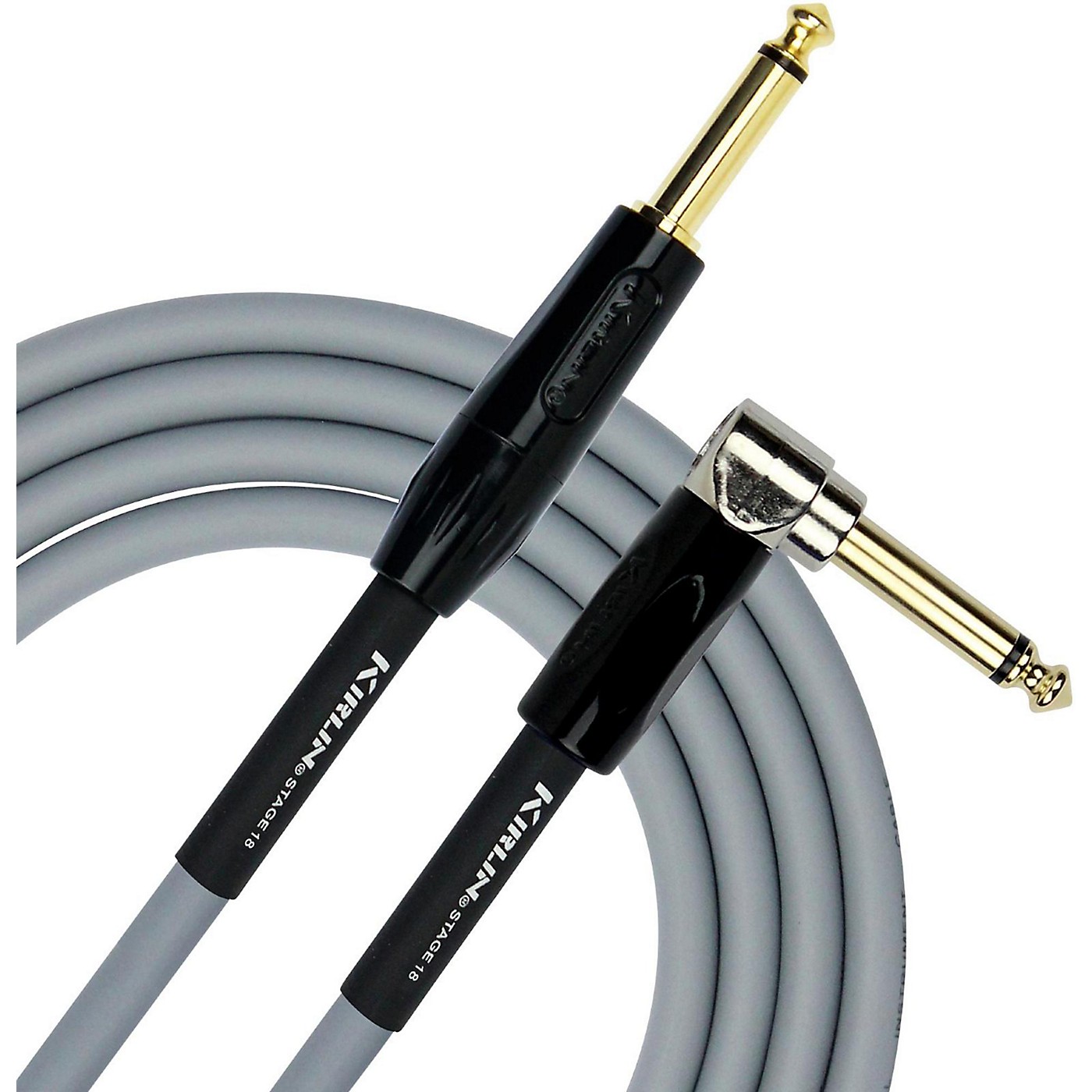 KIRLIN 18AWG Stage Straight to Right Angle Instrument Cable with Gray PVC Jacket thumbnail