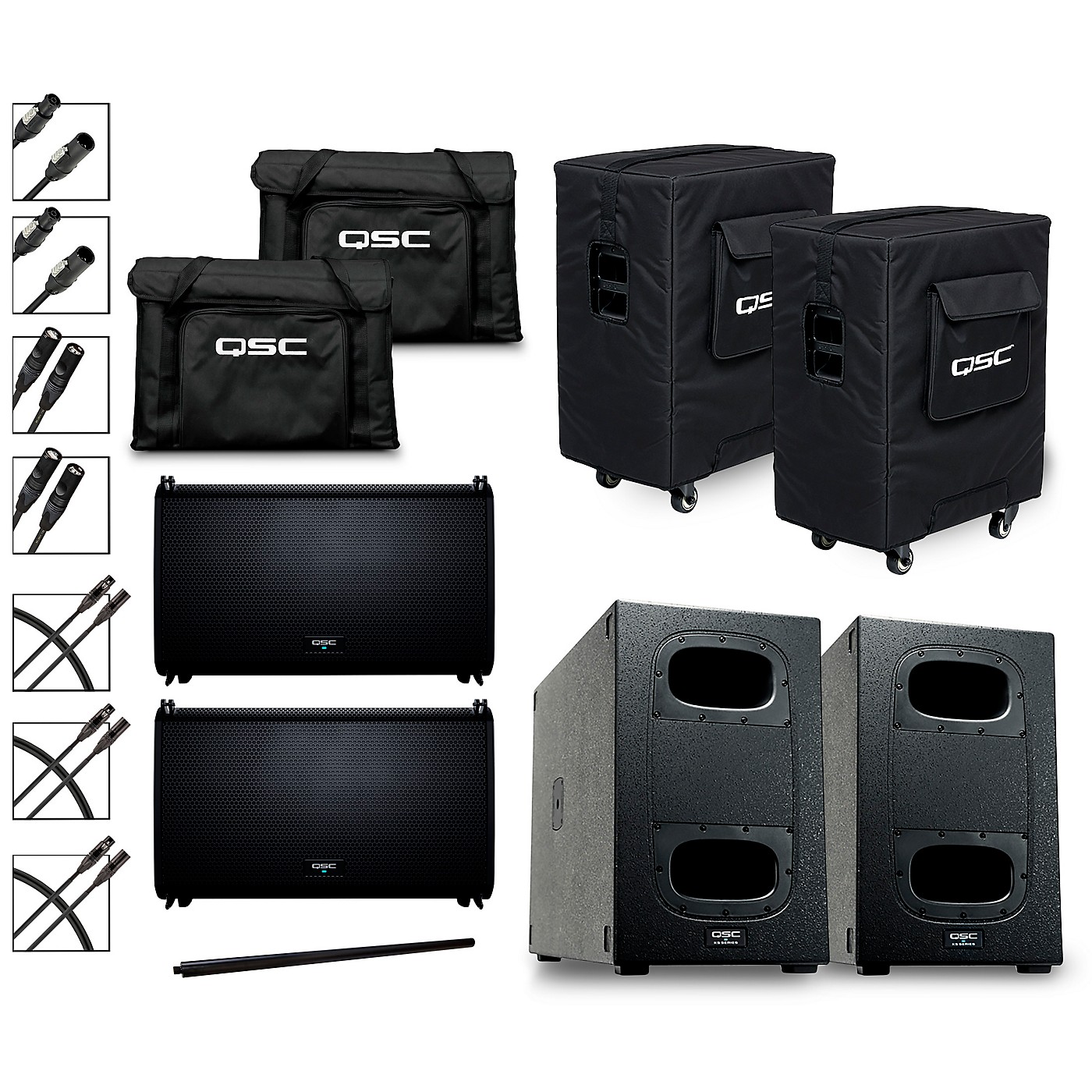 QSC (2) LA112 Pole Mounted Active Line Array Speaker Package With (2) KS212C Subwoofers thumbnail