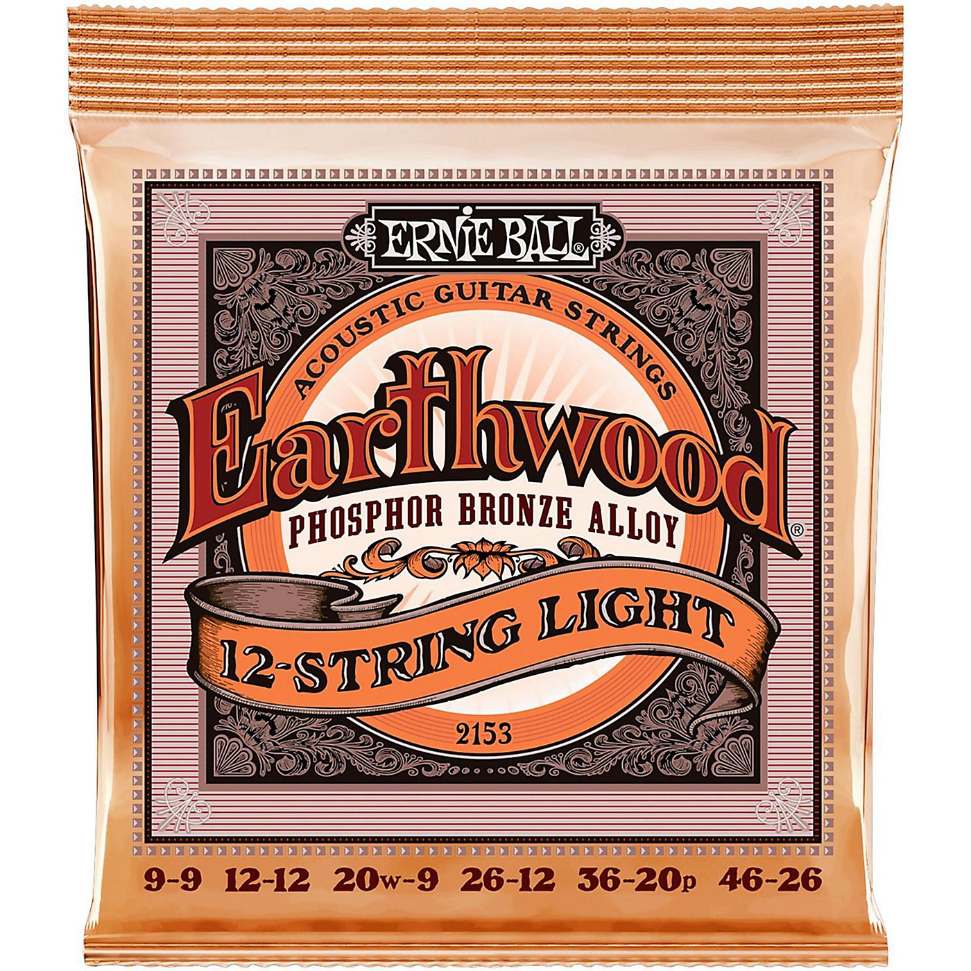 Ernie Ball 2153 Earthwood 12-String Phosphor Bronze Light Acoustic Guitar Strings thumbnail