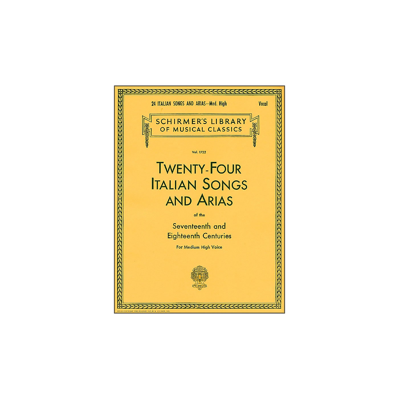 G. Schirmer 24 Italian Songs And Arias for Medium High Voice Book Only thumbnail
