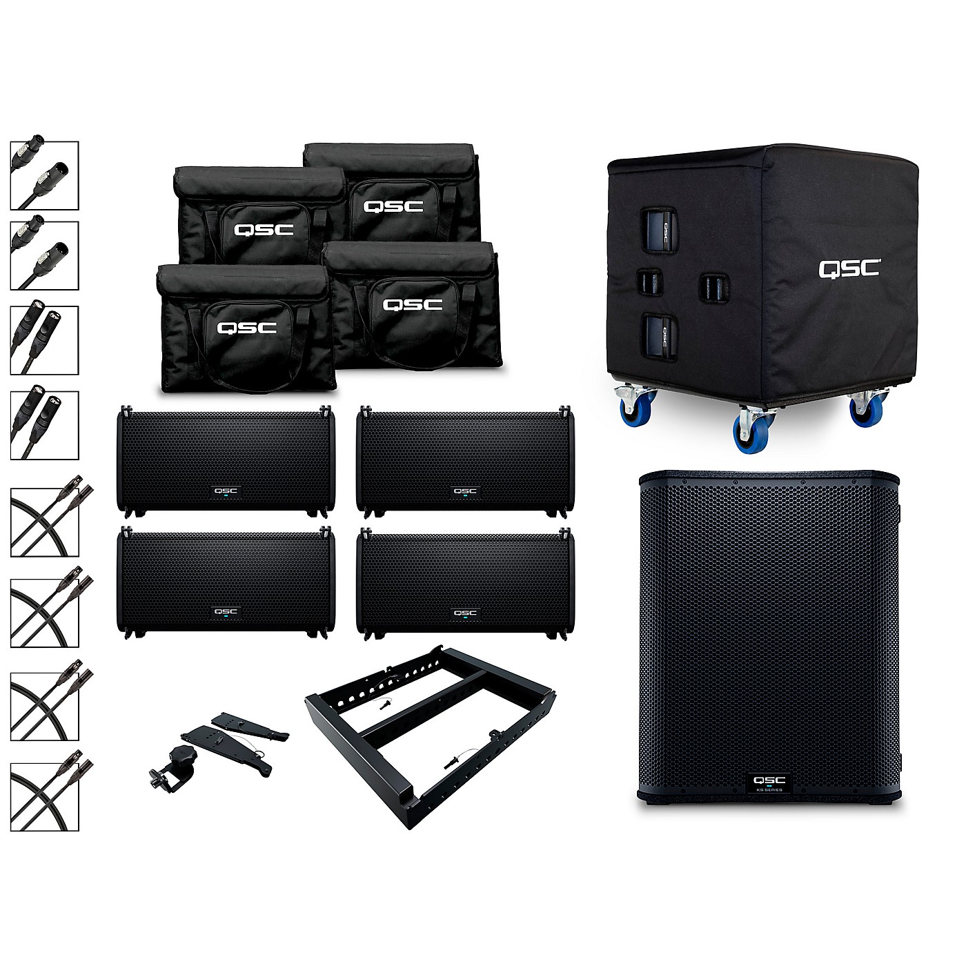 QSC (4) LA108 Ground Stack Active Line Array Speaker Package With KS118 Subwoofer thumbnail