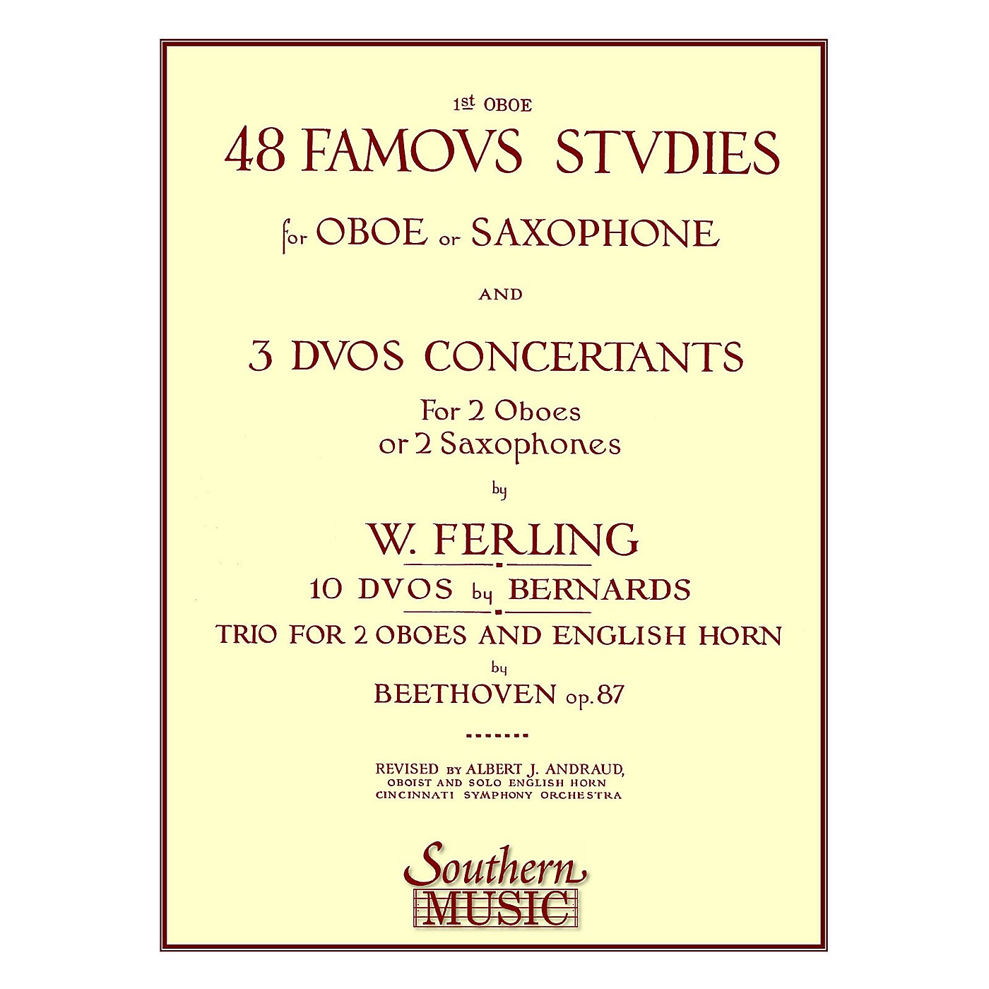 Southern 48 Famous Studies, (1st and 3rd Part) (Oboe) Southern Music Series Arranged by Albert Andraud thumbnail