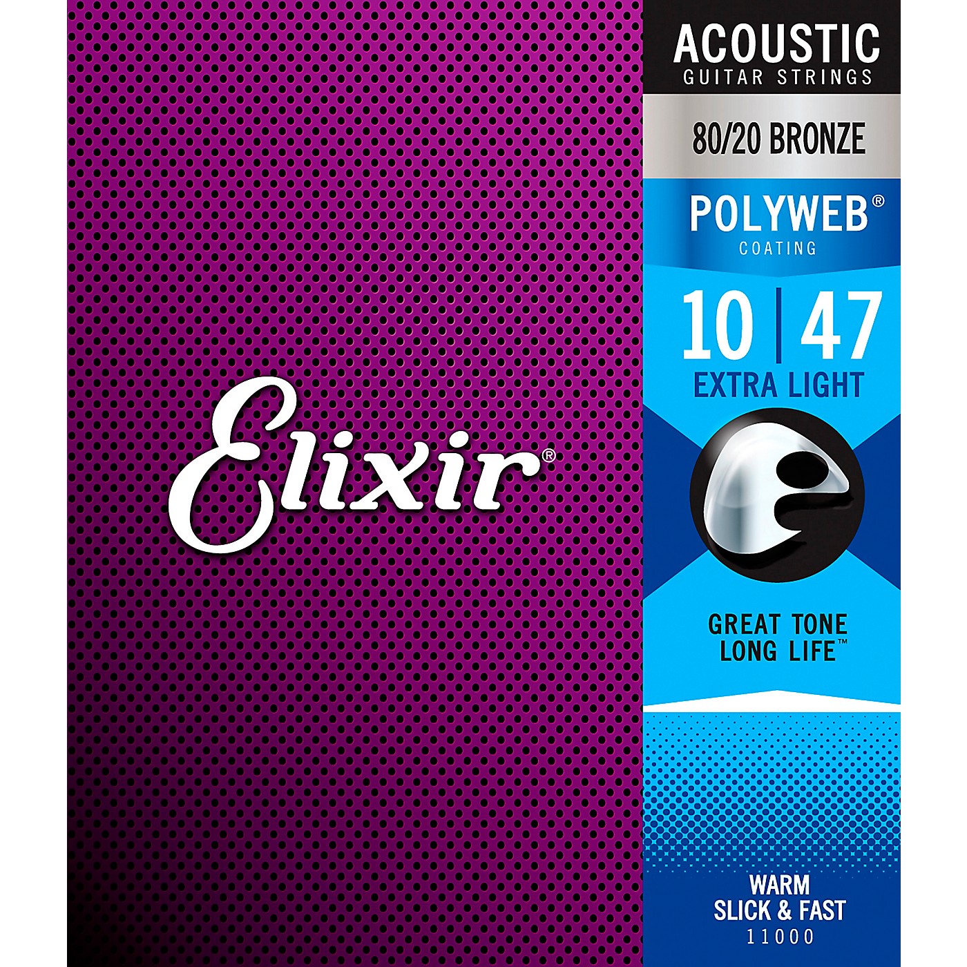 Elixir 80/20 Bronze Acoustic Guitar Strings with POLYWEB Coating, Extra Light (.010-.047) thumbnail