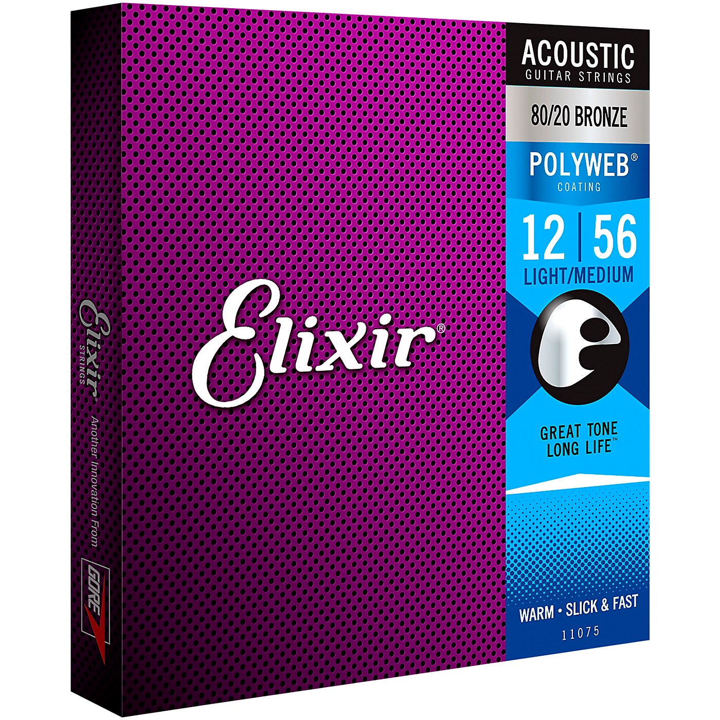 Elixir 80/20 Bronze Acoustic Guitar Strings with POLYWEB Coating, Light/Medium (.012-.056) thumbnail