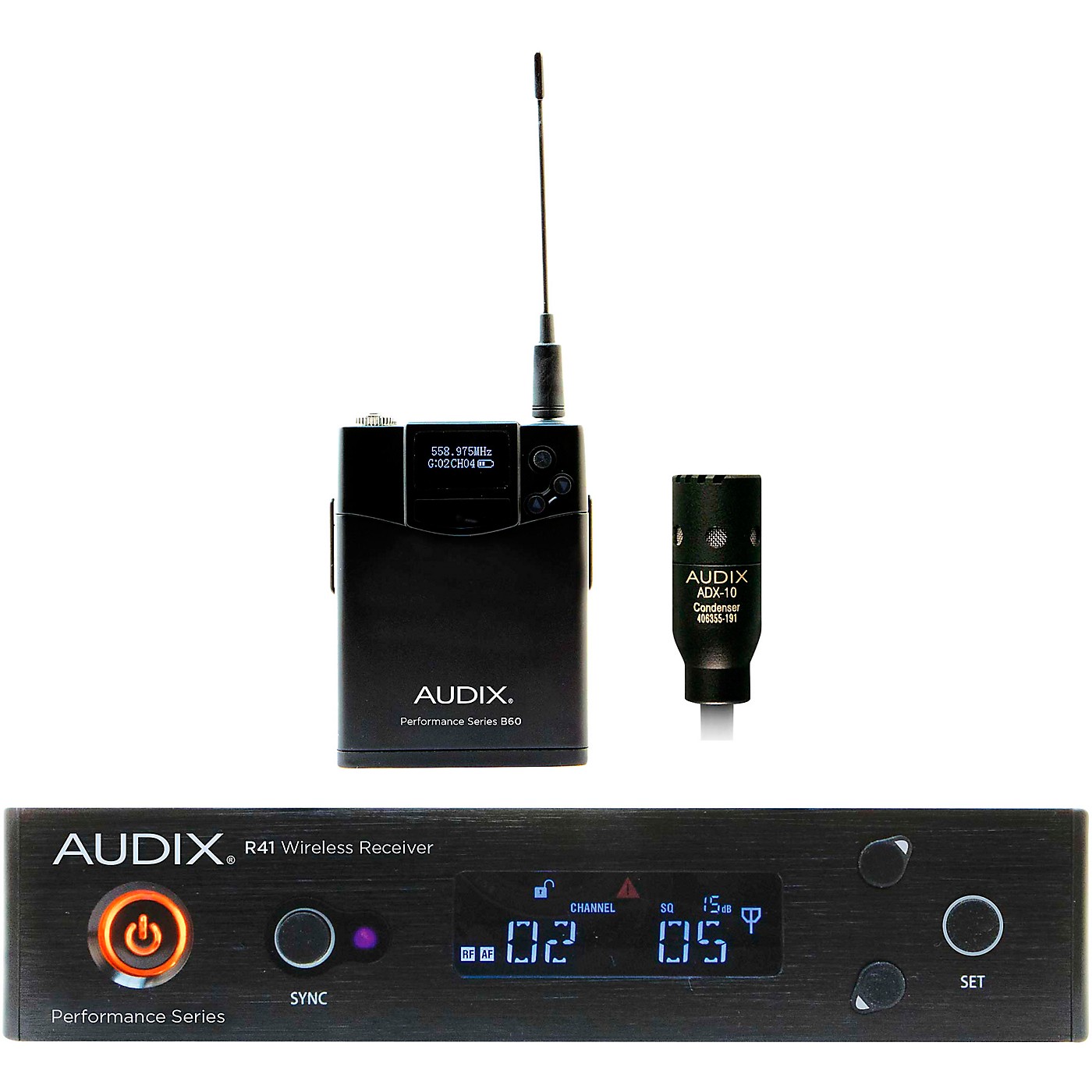 Audix AP41 L10 Wireless Lavalier Microphone System with R41 Diversity Receiver, B60 Bodypack and ADX10 Lavalier Microphone thumbnail