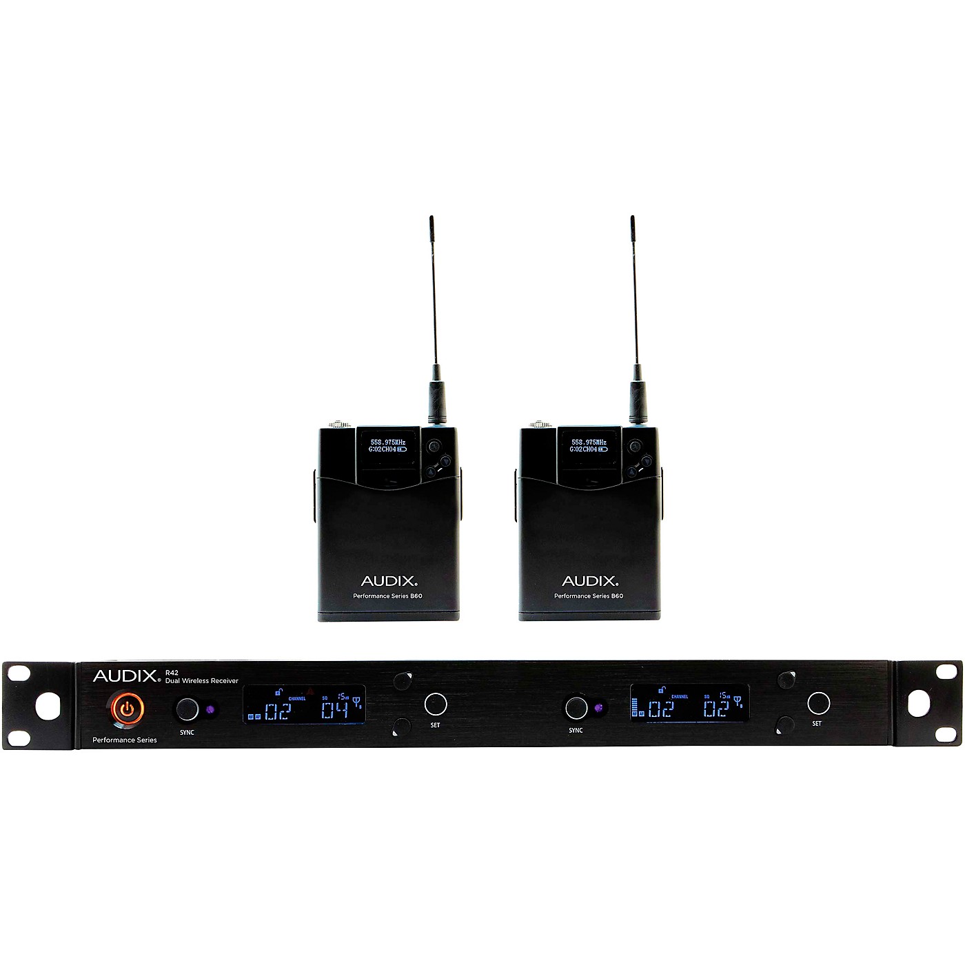 Audix AP42 BP Wireless Microphone System with R42 Two Channel Diversity Receiver and Two B60 Bodypack Transmitter (Microphone Not Included) thumbnail