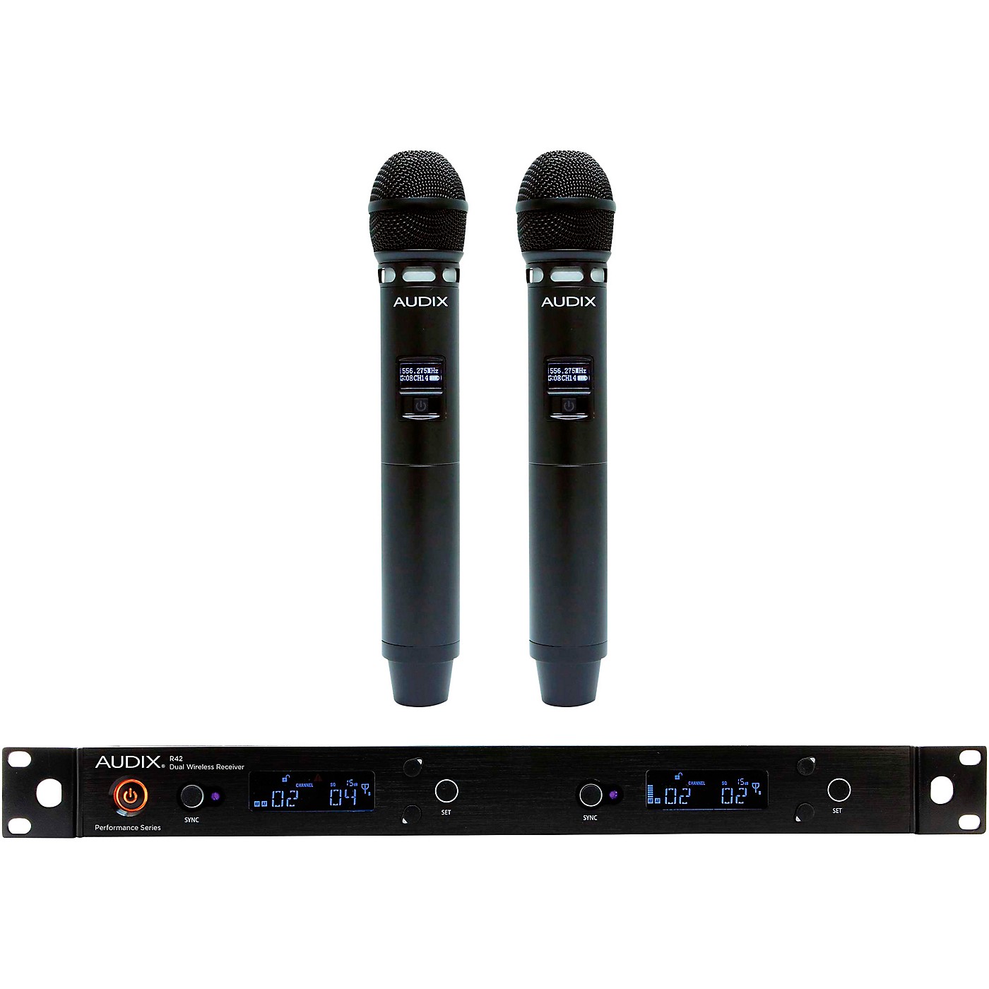 Audix AP42 VX5 Dual Handheld Wireless Microphone System With R42 2-Channel Diversity Receiver and 2 H60/VX5 Handheld Transmitters thumbnail