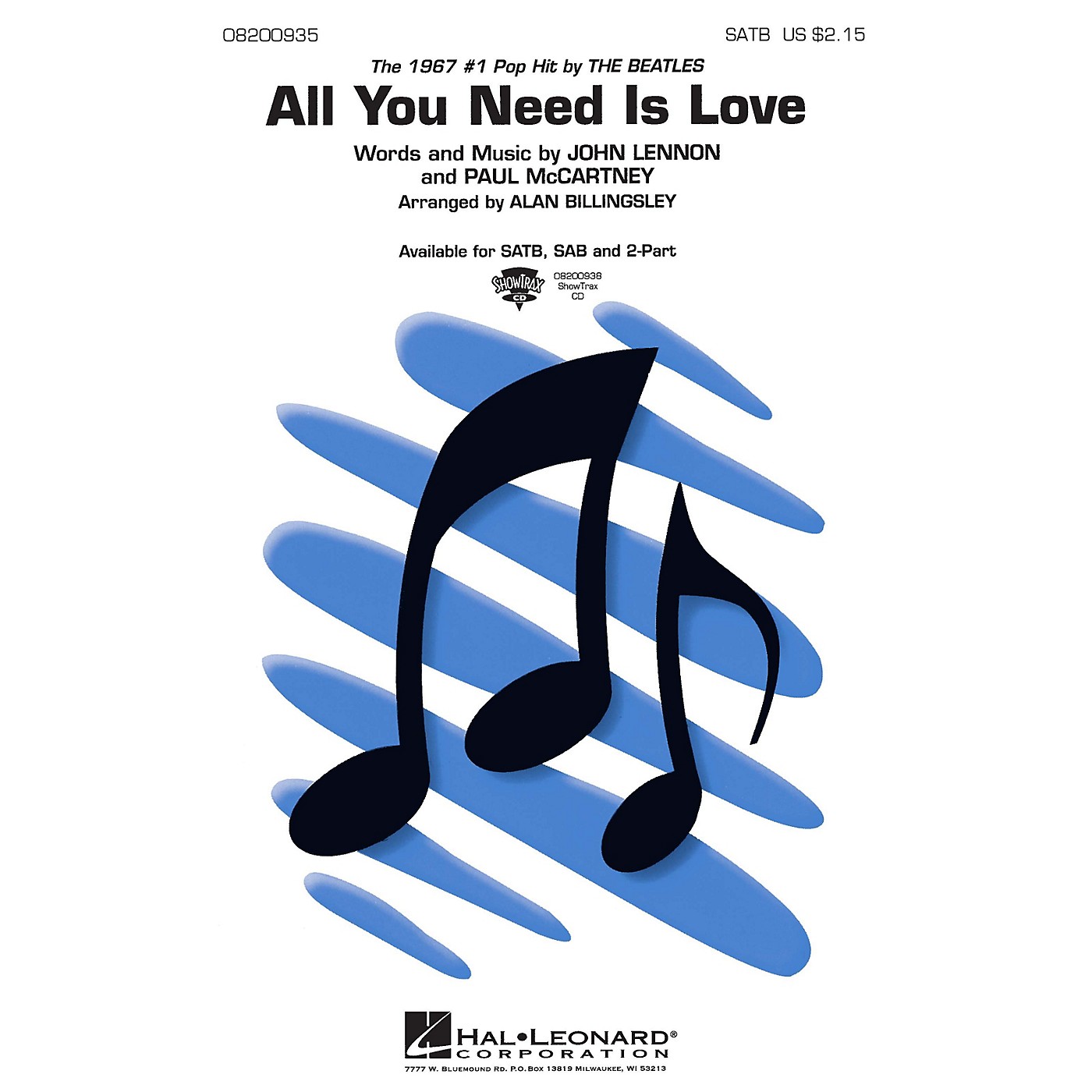 Hal Leonard All You Need Is Love SAB by The Beatles Arranged by Alan Billingsley thumbnail