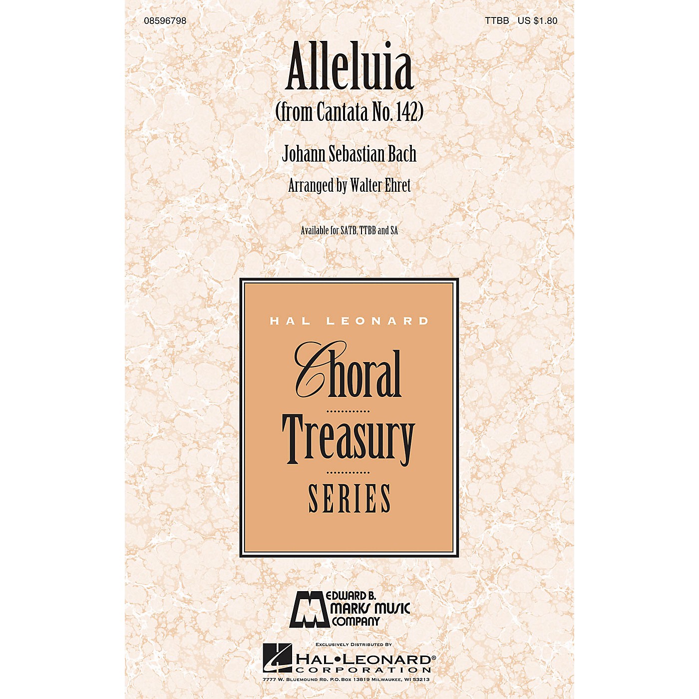 Edward B. Marks Music Company Alleluia (from Cantata 142) TTBB arranged by Walter Ehret thumbnail