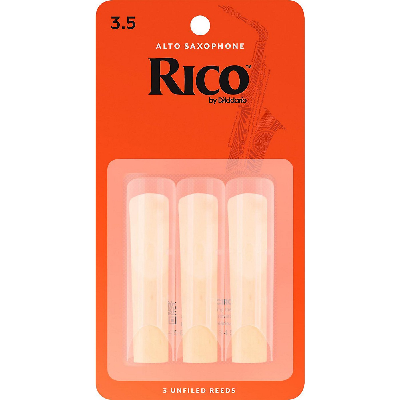 Rico Alto Saxophone Reeds, Box of 3 Strength 3.5 Woodwind & Brasswind