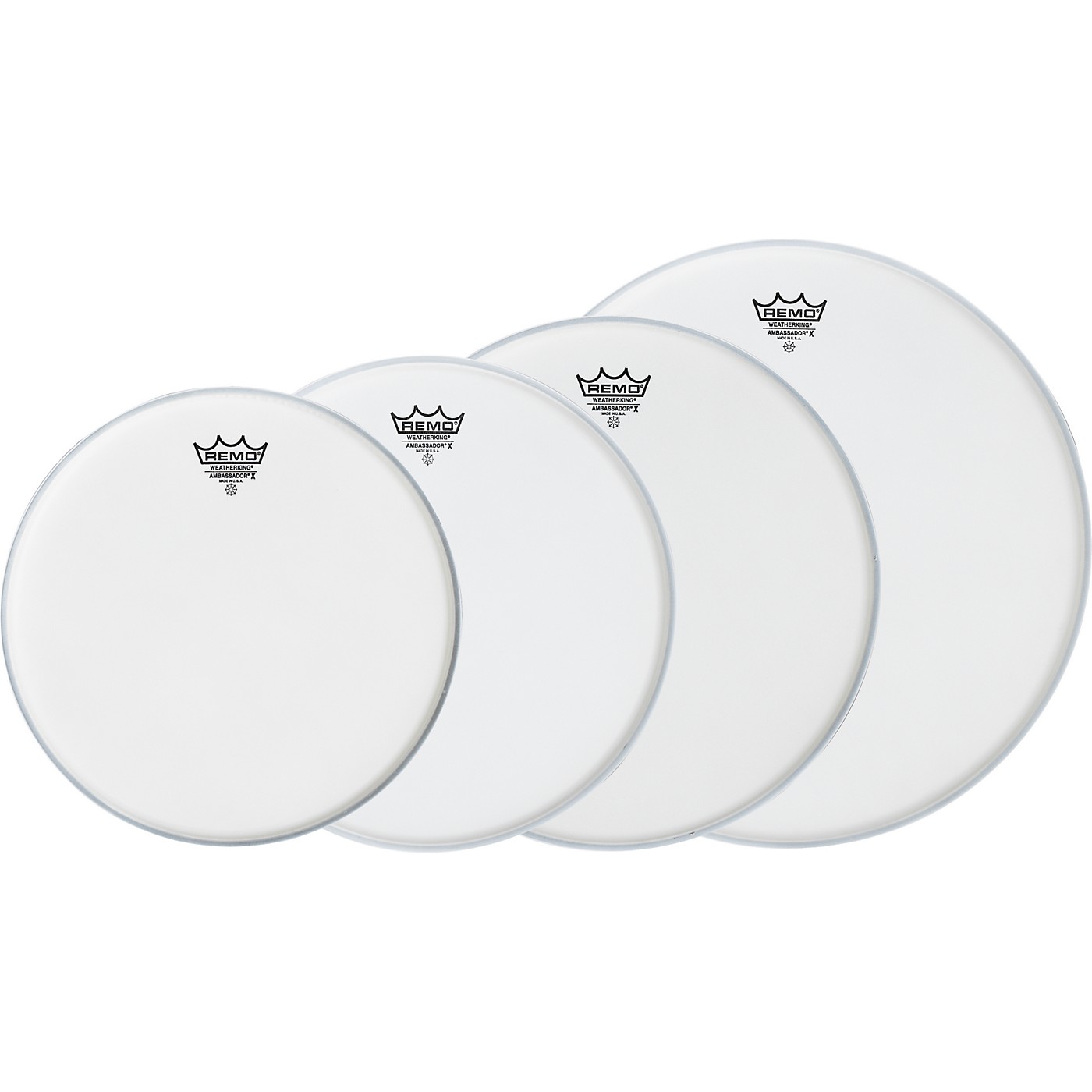Remo Ambassador X Standard Drumhead Pack, Buy 3 Get a Free 14 Inch Head