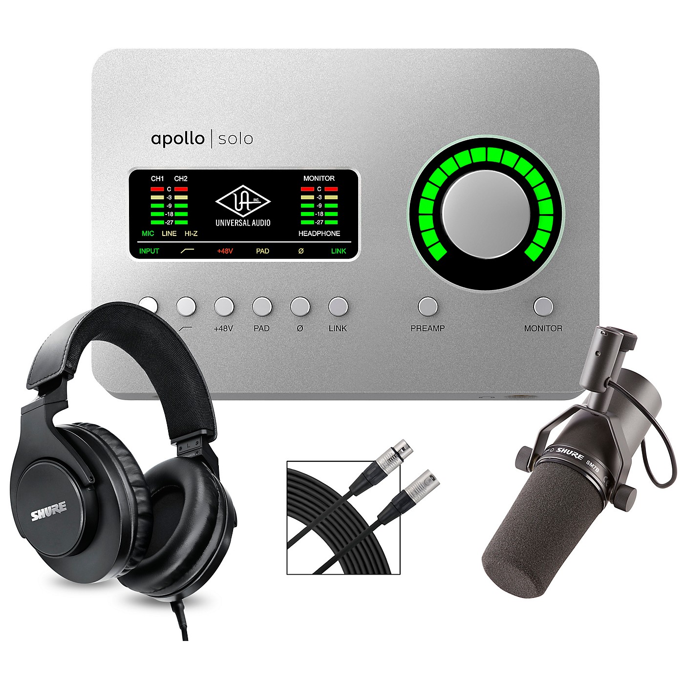 Universal Audio Apollo Solo USB Heritage Edition Interface With Shure ...