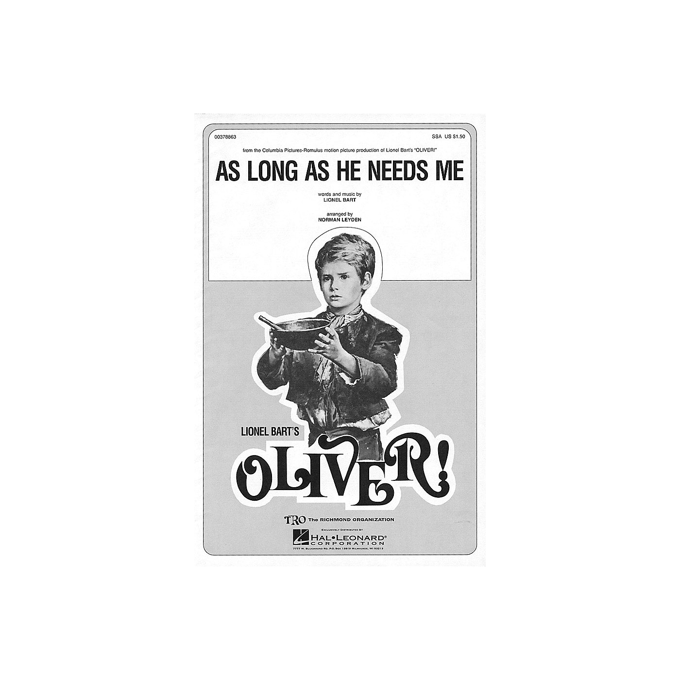 TRO ESSEX Music Group As Long As He Needs Me (from Oliver) SSA Arranged by Norman Leyden thumbnail