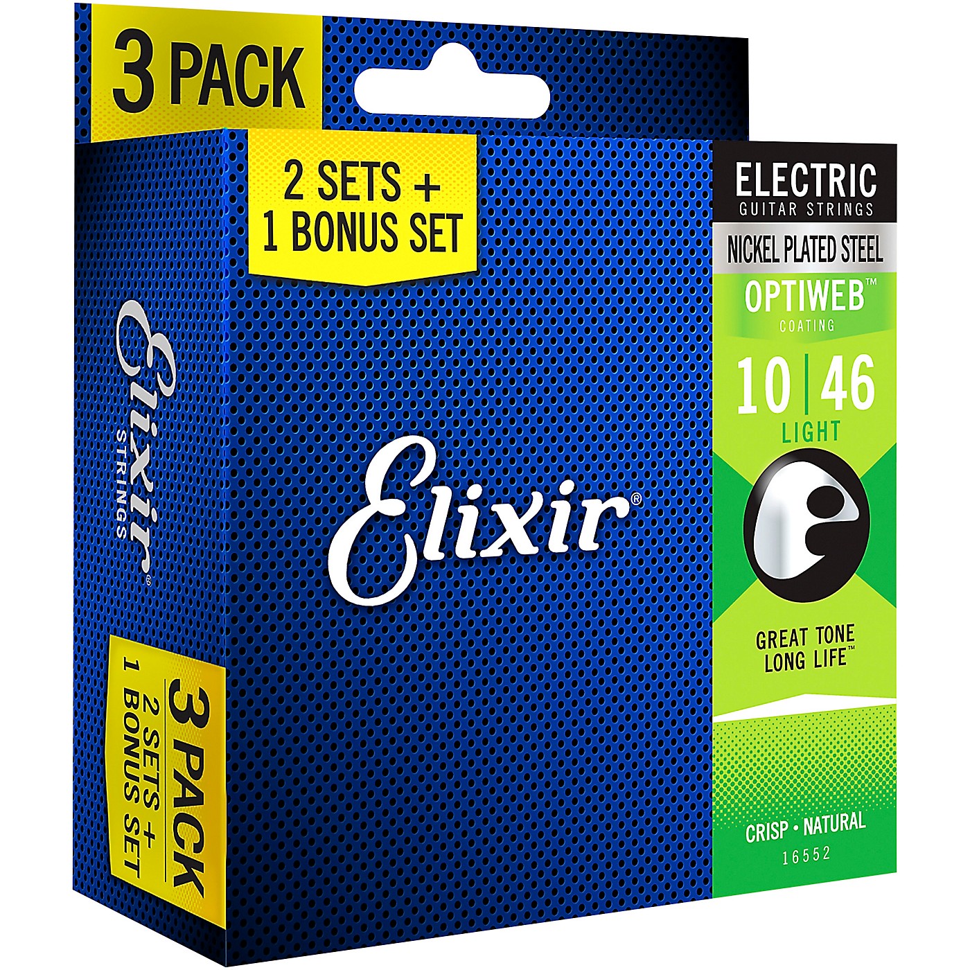 Elixir BONUS PACK! OPTIWEB Coated Electric Guitar Strings, Light (.010-.046), 3 Pack thumbnail
