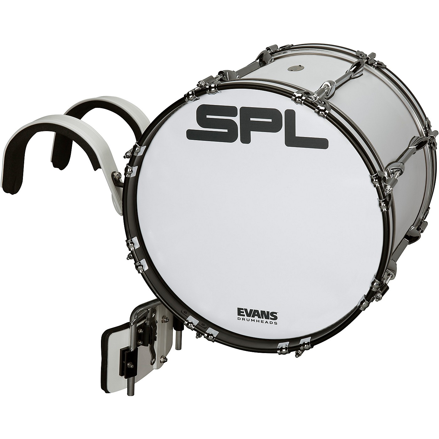 Sound Percussion Labs Birch Marching Bass Drum With Carrier White 18