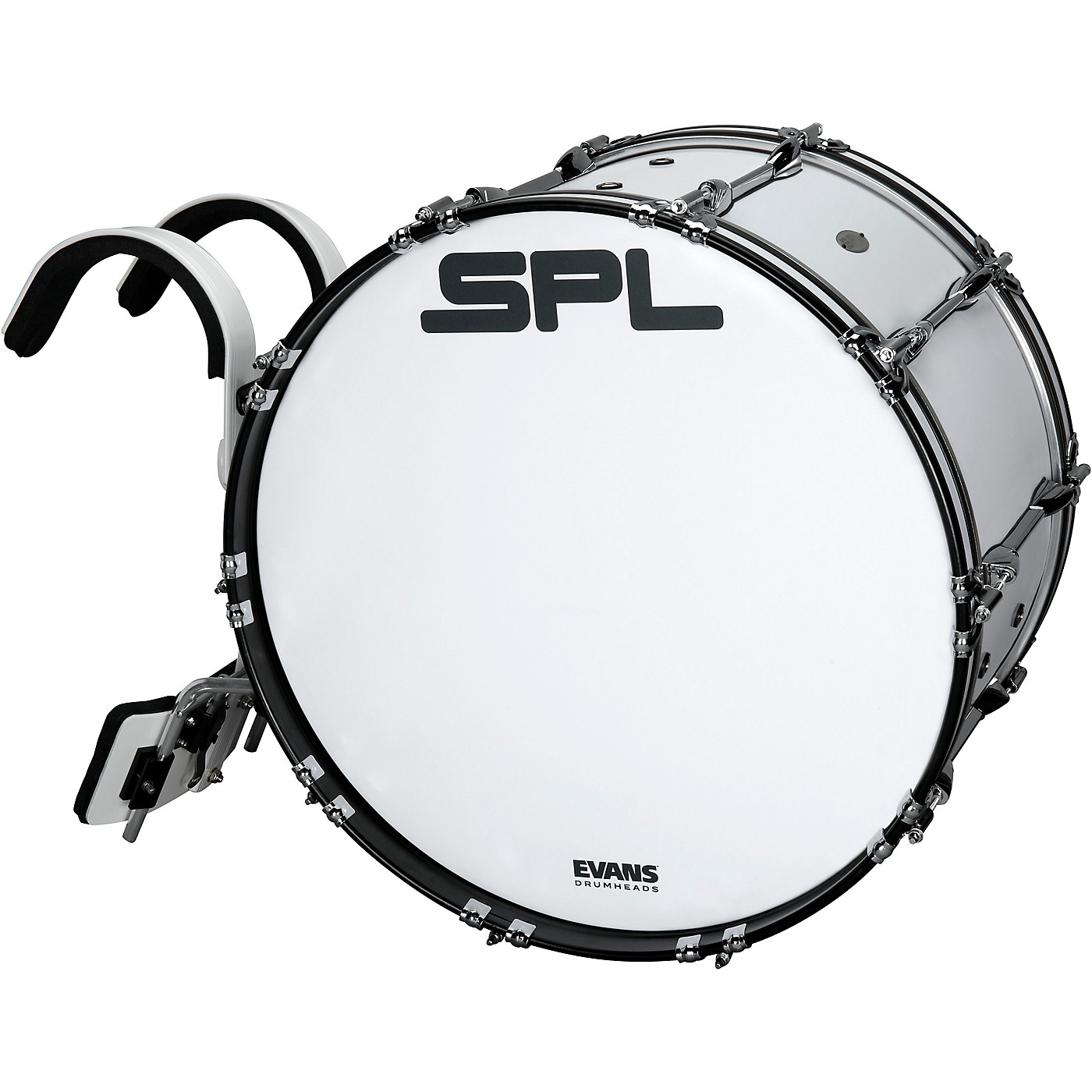 Sound Percussion Labs Birch Marching Bass Drum with Carrier - White thumbnail