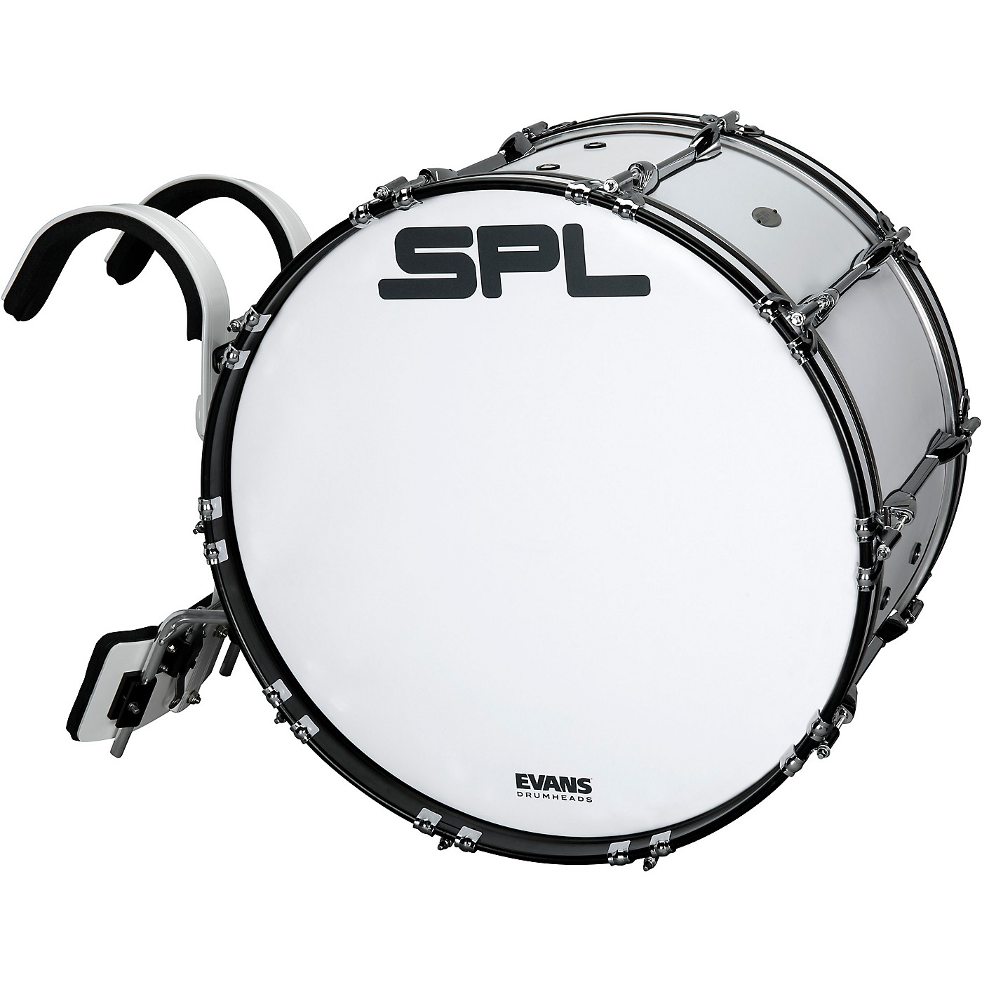 Sound Percussion Labs Birch Marching Bass Drum with Carrier White