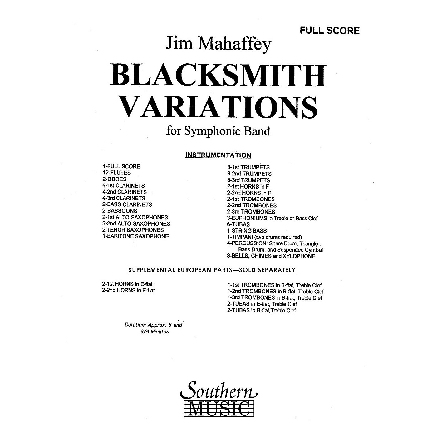 Southern Blacksmith Variations (Band/Concert Band Music) Concert Band Level 3 Composed by Jim Mahaffey thumbnail