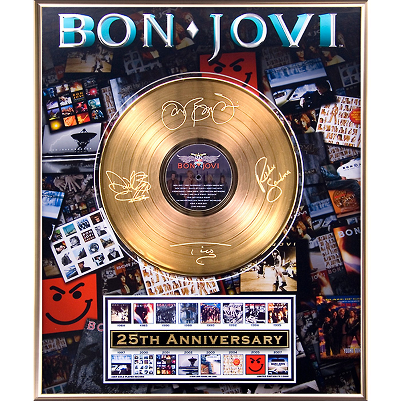 24 Kt. Gold Records Bon Jovi 25th Anniversary Gold LP Limited Edition of 5000 Woodwind