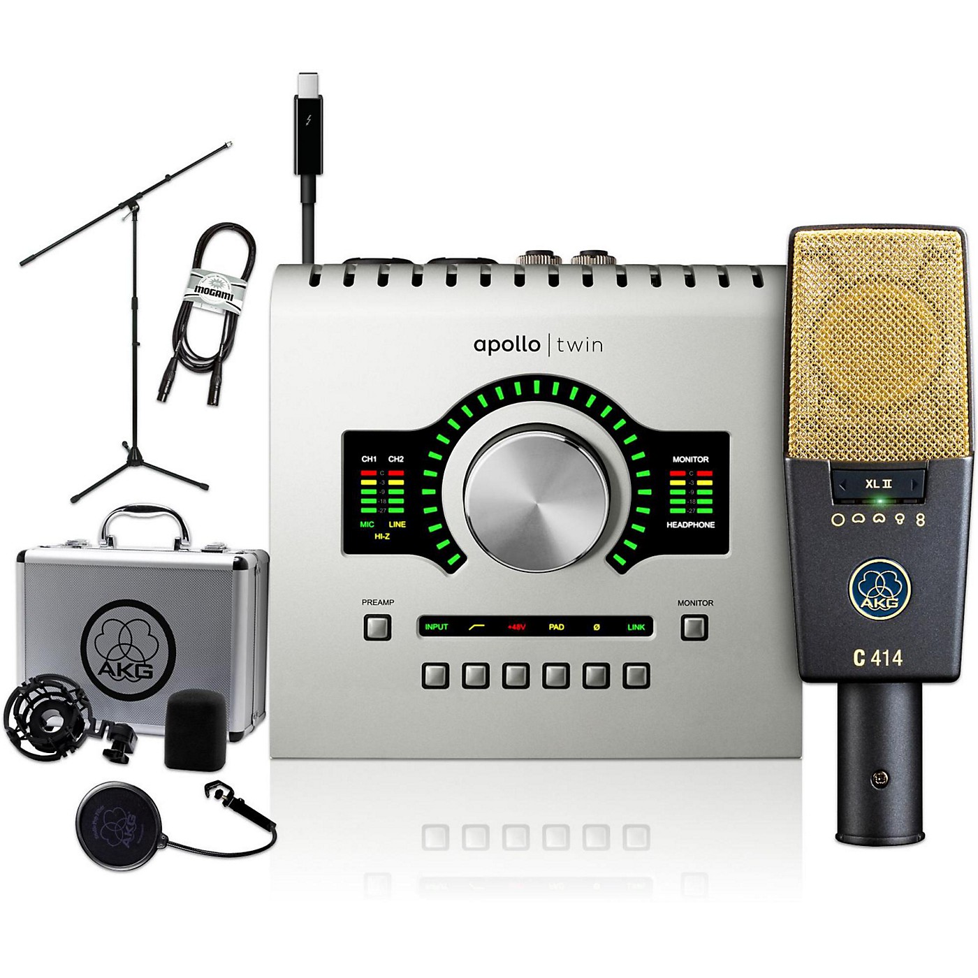AKG C414 XL II with Universal Audio Apollo Twin Duo Package Includes