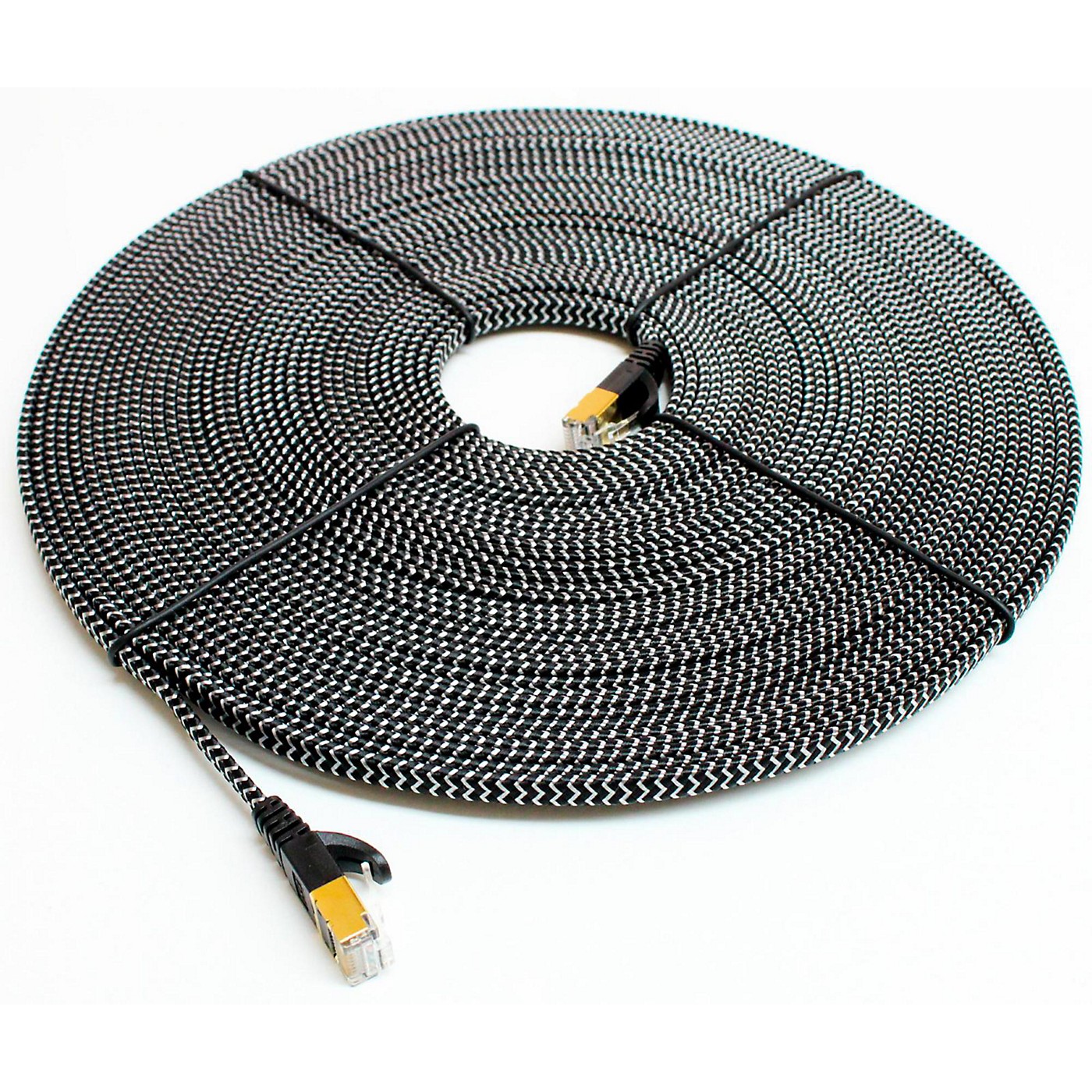 Tera Grand CAT7 10 Gigabit Ethernet Ultra Flat Braided Cable, Black/White thumbnail