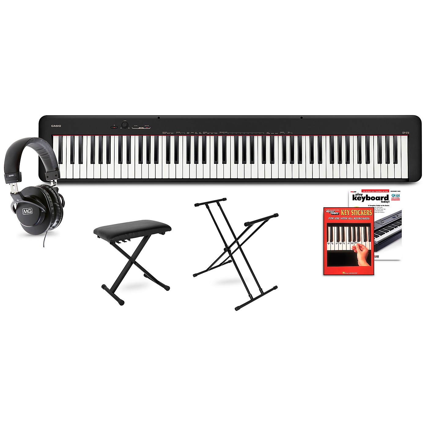 Casio CDP-S110 Digital Piano With X-Stand, Bench, Headphones, Key Stickers and Beginner's Book thumbnail