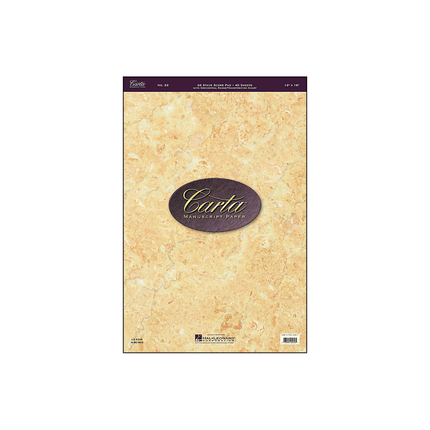 Hal Leonard Carta Manuscript 23 Scorepad 12 X 18, 40 Sheets, 26 Staves thumbnail