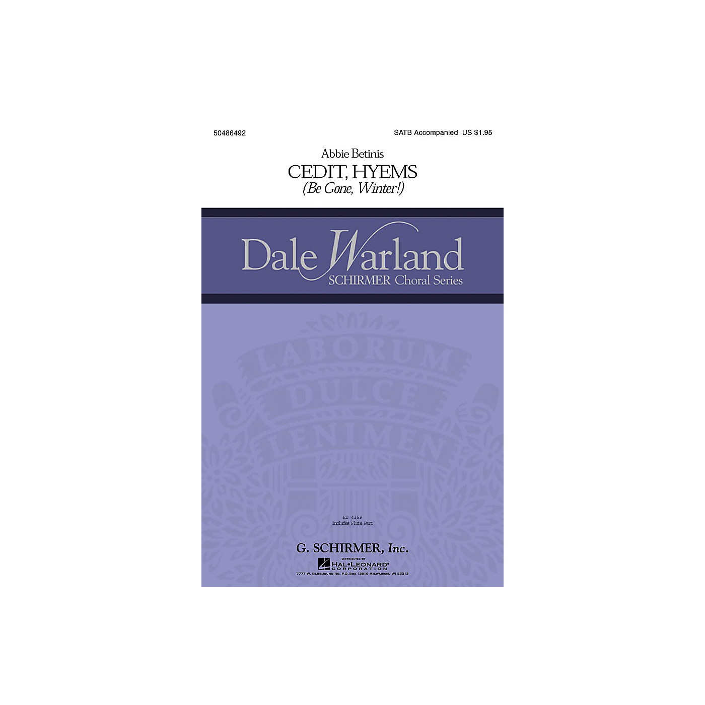 G. Schirmer Cedit Hyems (Be Gone, Winter!) (Dale Warland Choral Series) SSAA Composed by Abbie Betinis thumbnail