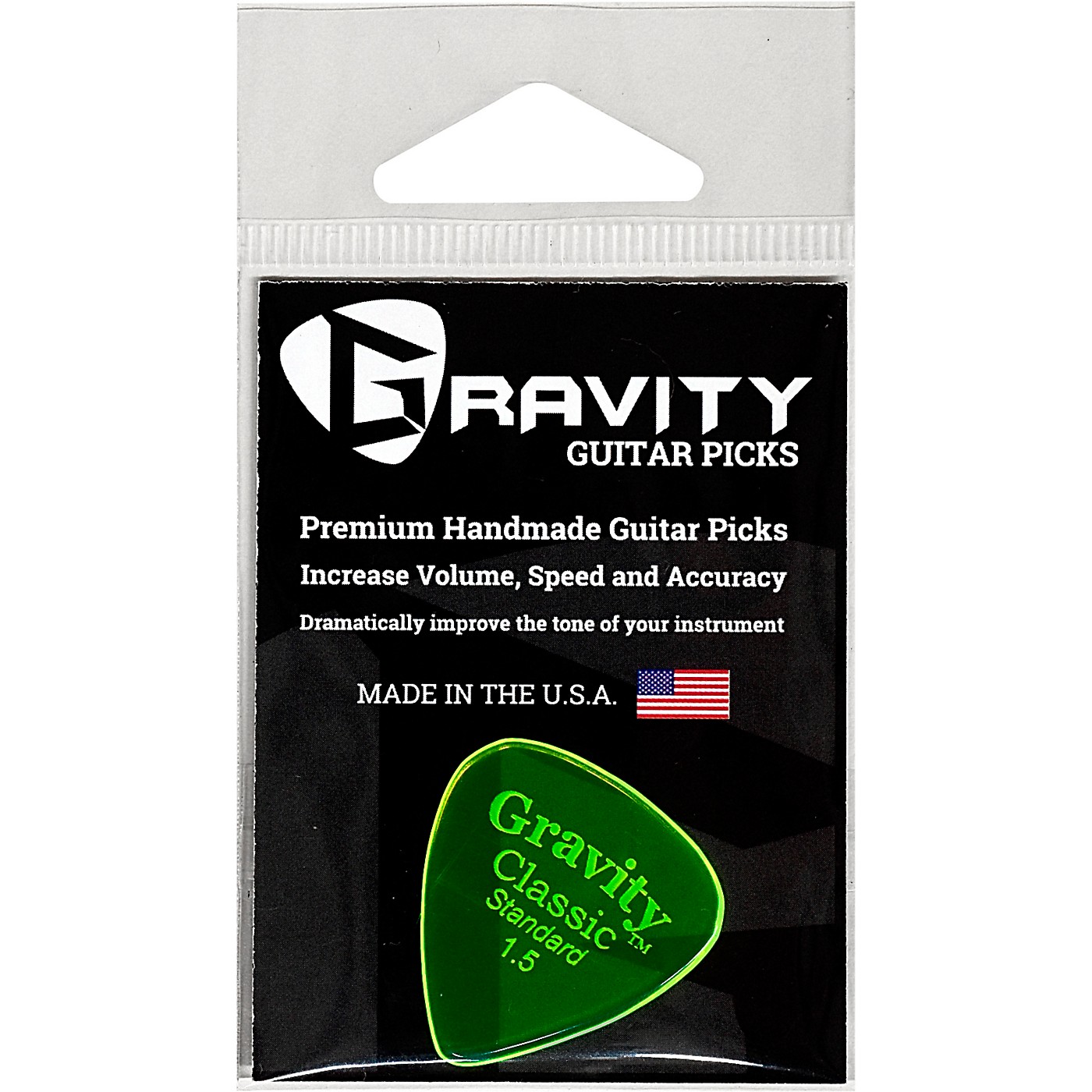 GRAVITY PICKS Classic Standard Polished Fluorescent Green Guitar Picks thumbnail