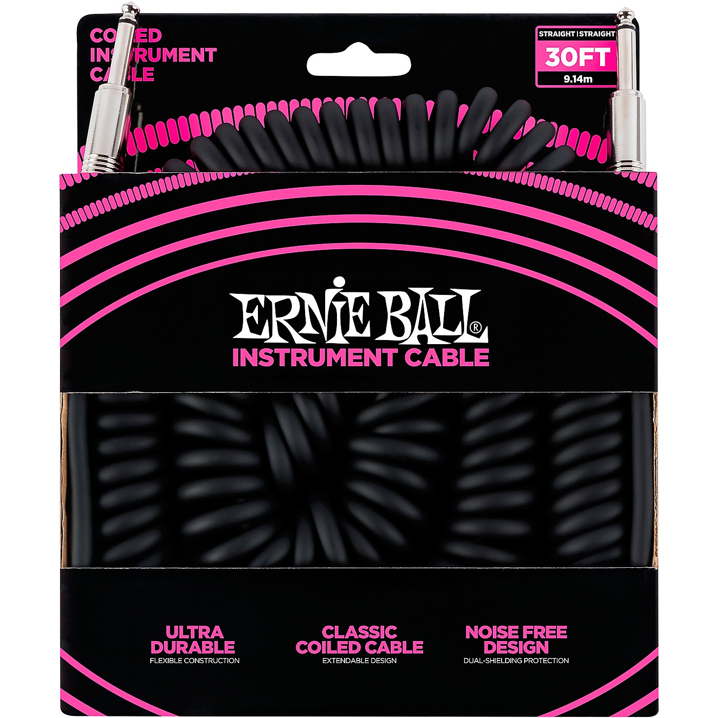 Ernie Ball Coiled Straight-Straight Instrument Cable - Black thumbnail