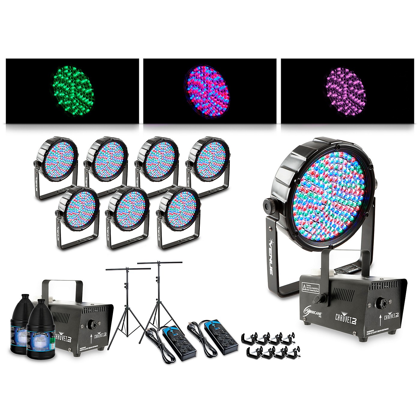 Proline Complete Lighting Package with Eight Thinpar 64 and Two Huricane 700 Fog Machines thumbnail