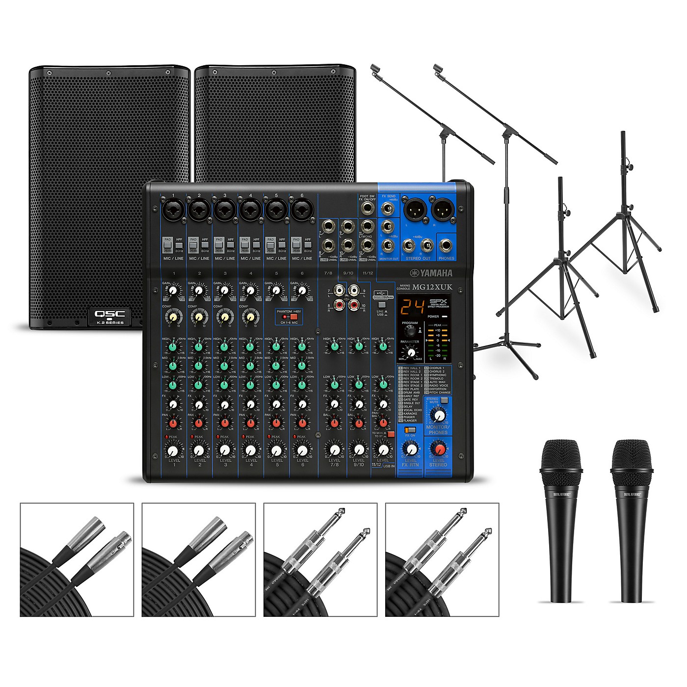 Yamaha Complete PA Package With MG12XUK Mixer and QSC K.2 Speakers thumbnail