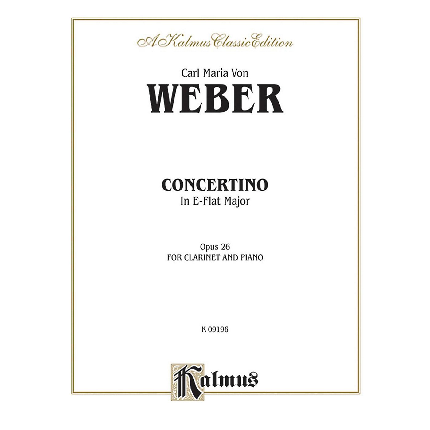 Alfred Concertino for Clarinet in E-Flat Major Op. 26 for Clarinet By Carl Maria von Weber Book thumbnail