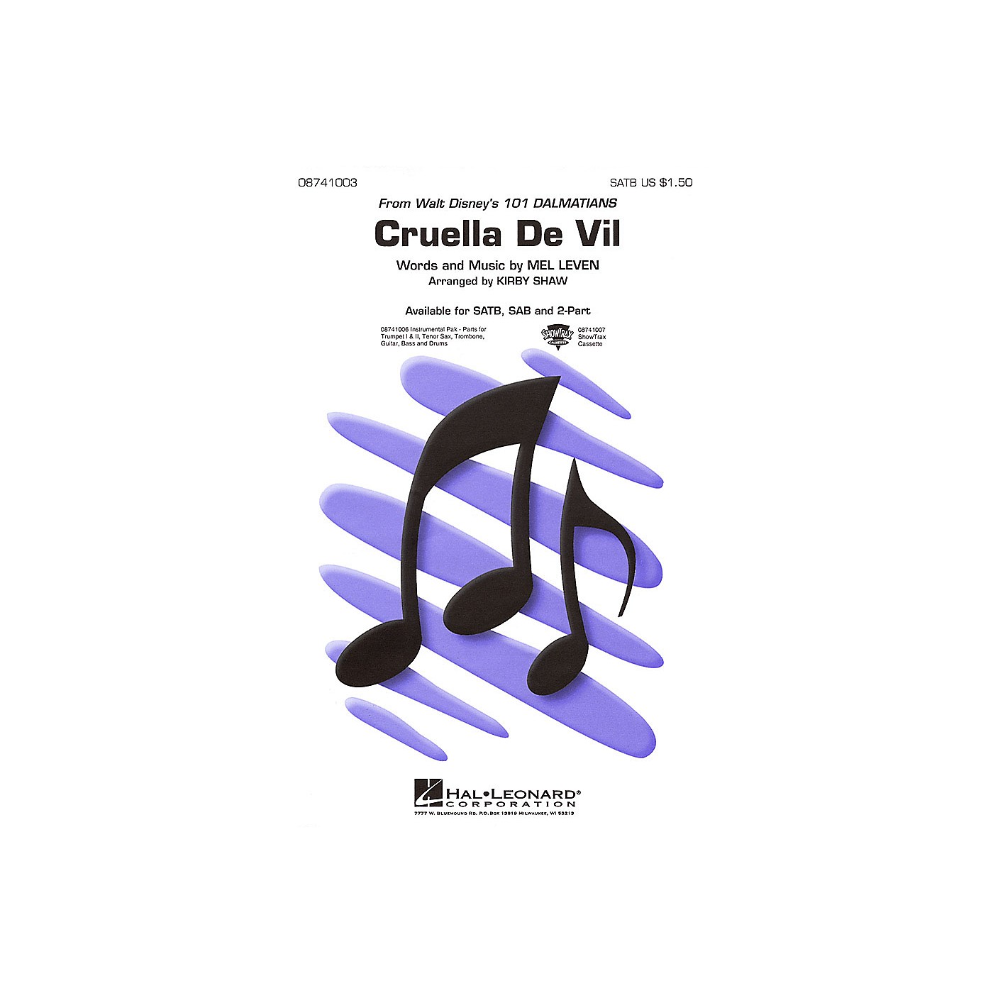 Hal Leonard Cruella De Vil (from 101 Dalmatians) SATB arranged by Kirby Shaw thumbnail