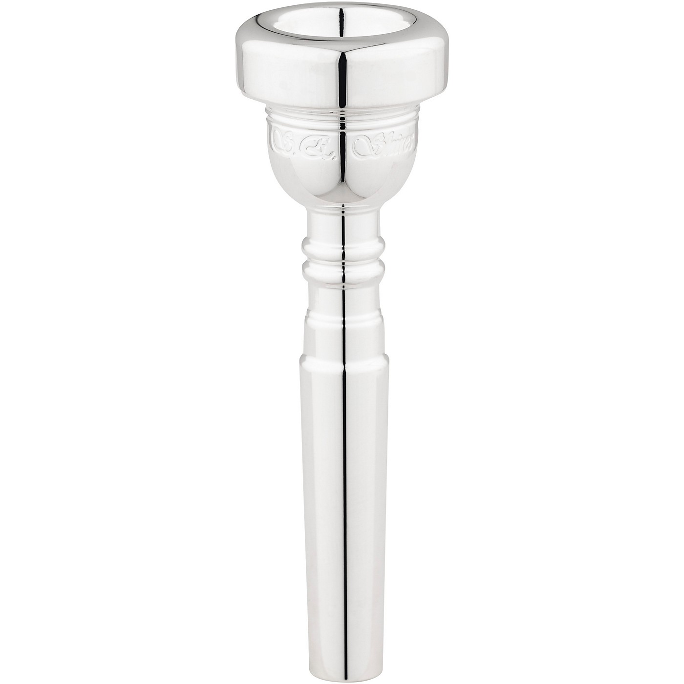 S.E. SHIRES Custom Series Piccolo Trumpet Mouthpiece with Cornet Shank in Silver thumbnail