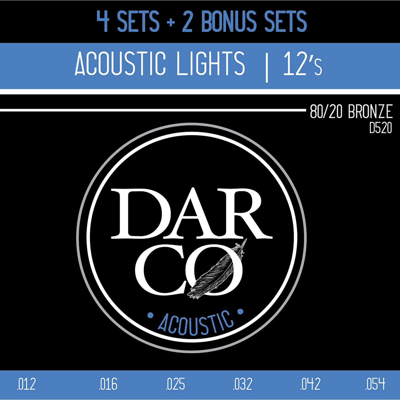 Darco D520 80/20 Light 6 Set Value Pack Acoustic Guitar Strings thumbnail