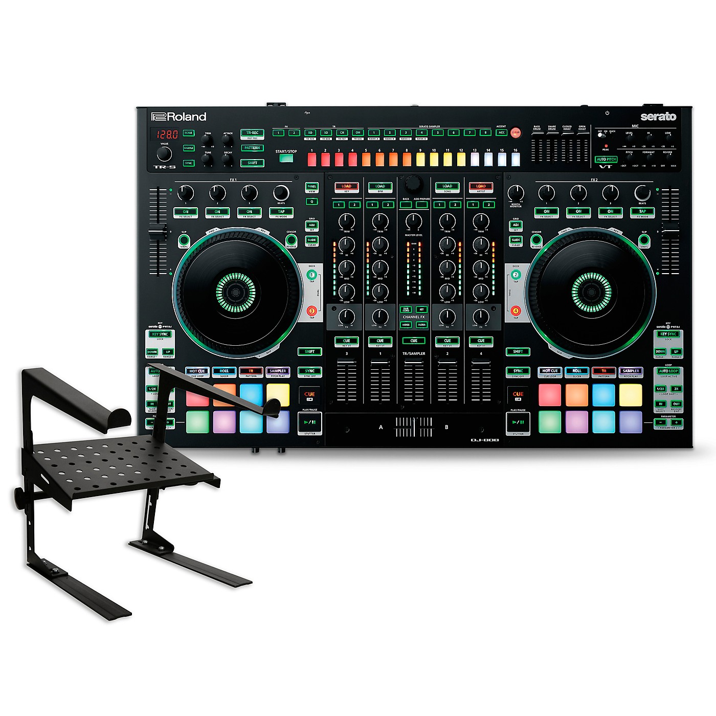 Roland DJ-808 DJ Controller with Laptop Stand thumbnail