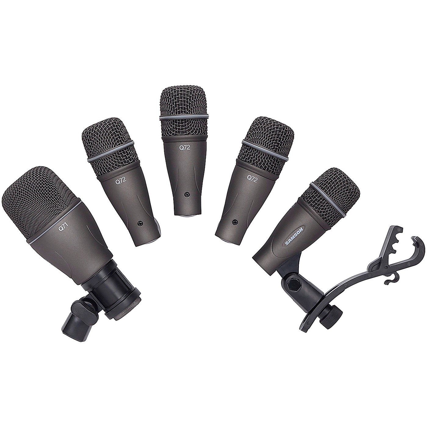 Samson DK 705 Drum Mic 5-Kit: (1) Q71 kick mic (4) Q72 Snare/Tom mics and swivel mounts thumbnail