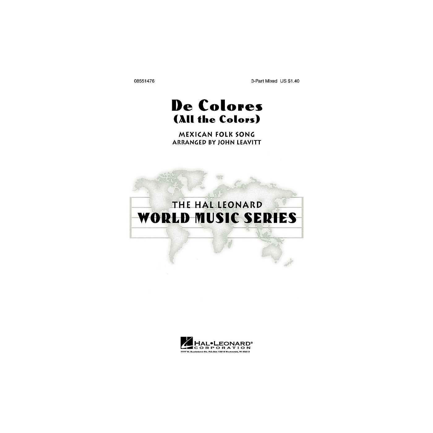 Hal Leonard De Colores (All the Colors) 3-Part Mixed arranged by John Leavitt thumbnail