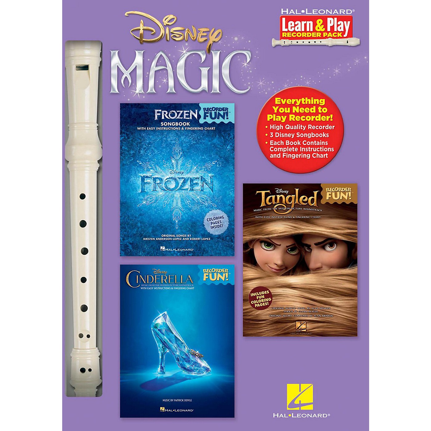 Hal Leonard Disney Magic - Learn & Play Recorder Pack includes Frozen/Tangled/Cinderella/Recorder thumbnail