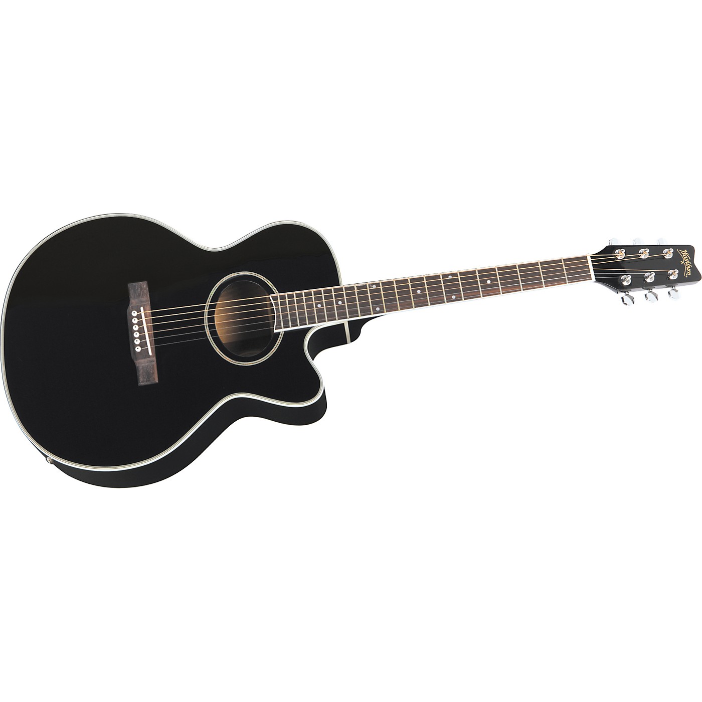 Washburn EA8B Cutaway AcousticElectric Guitar (Black) Woodwind