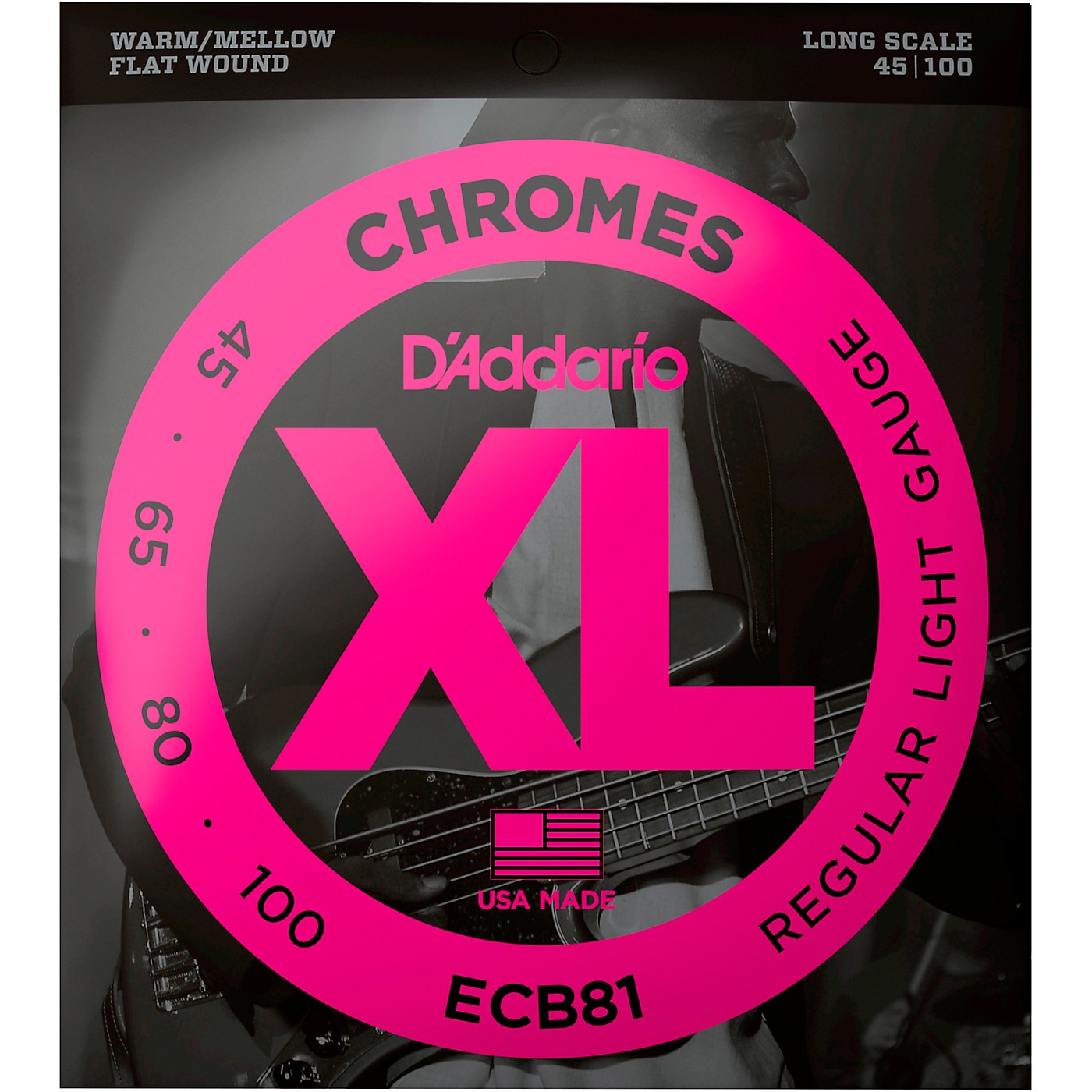 D'Addario ECB81 XL Chromes Flatwound Bass Strings thumbnail