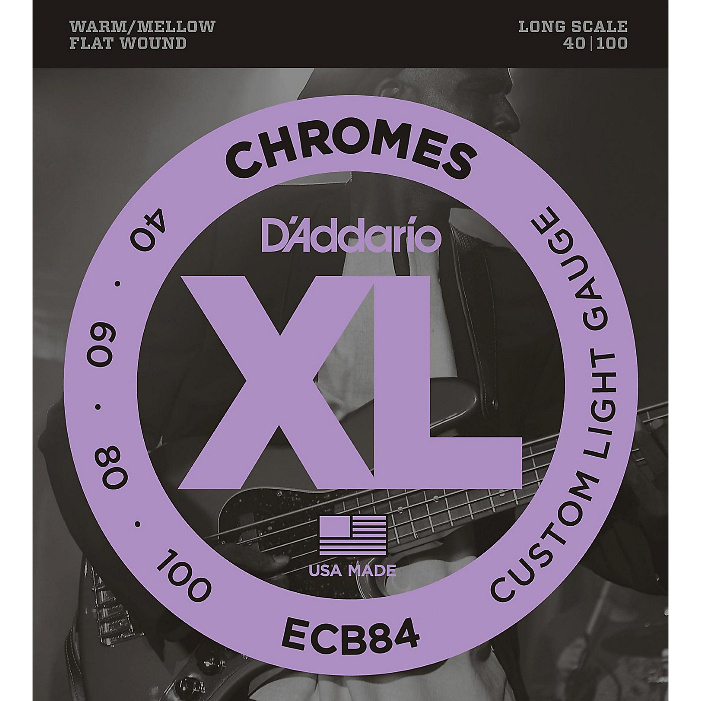 D'Addario ECB84 Chromes Flat Wound Custom Light Long Scale Electric Bass Strings thumbnail
