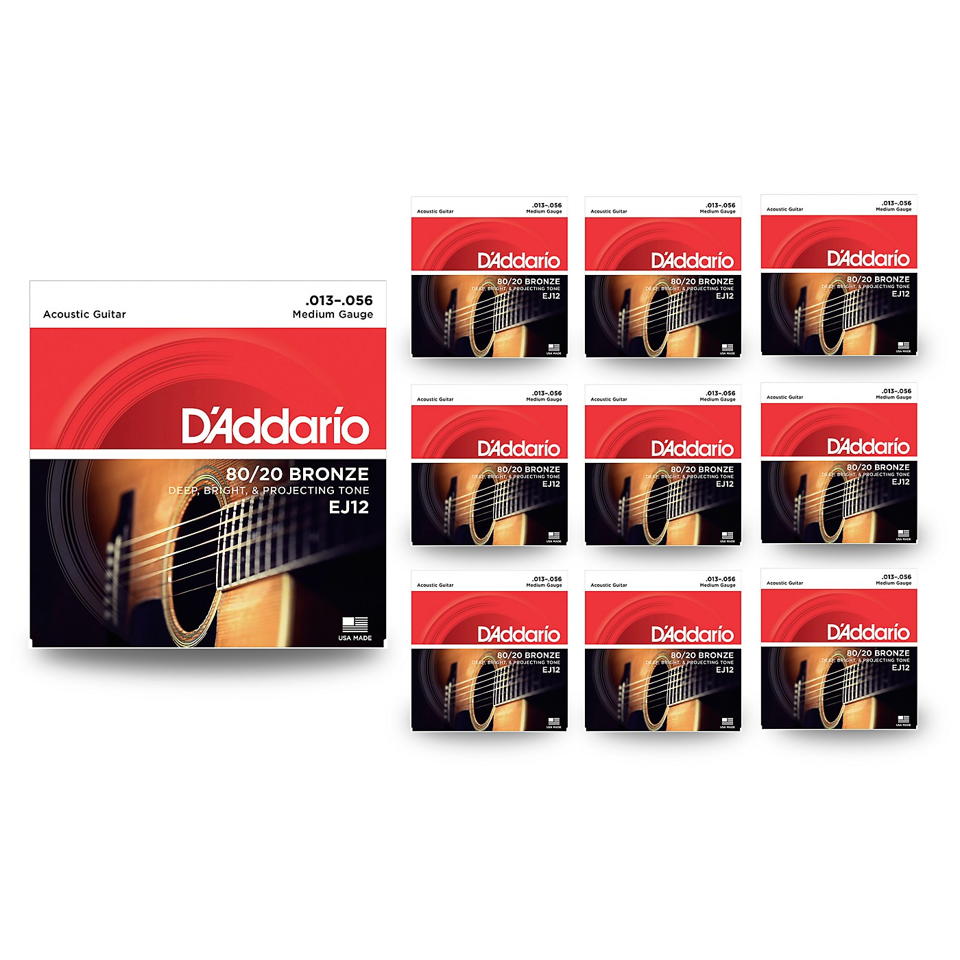 D'Addario EJ12 80/20 Bronze Medium Acoustic Guitar Strings 10 Pack thumbnail