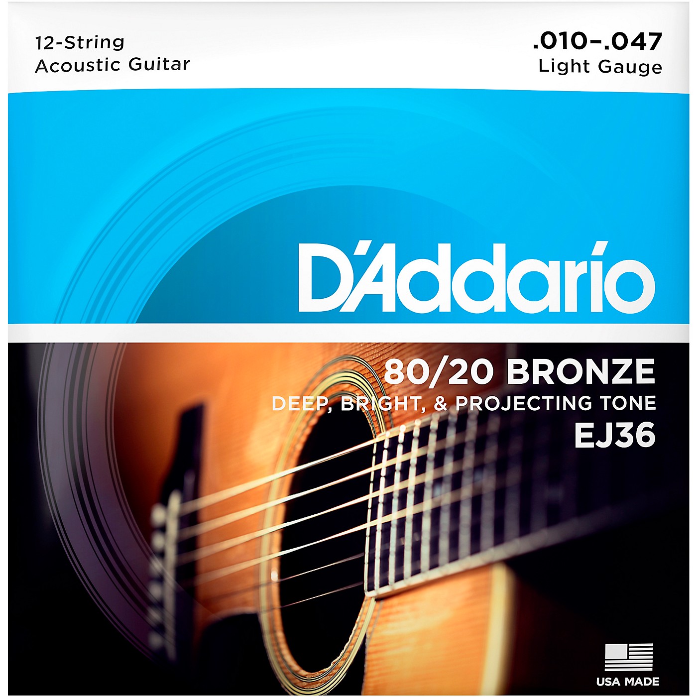 D'Addario EJ36 12-String 80/20 Bronze Light Acoustic Guitar Strings thumbnail