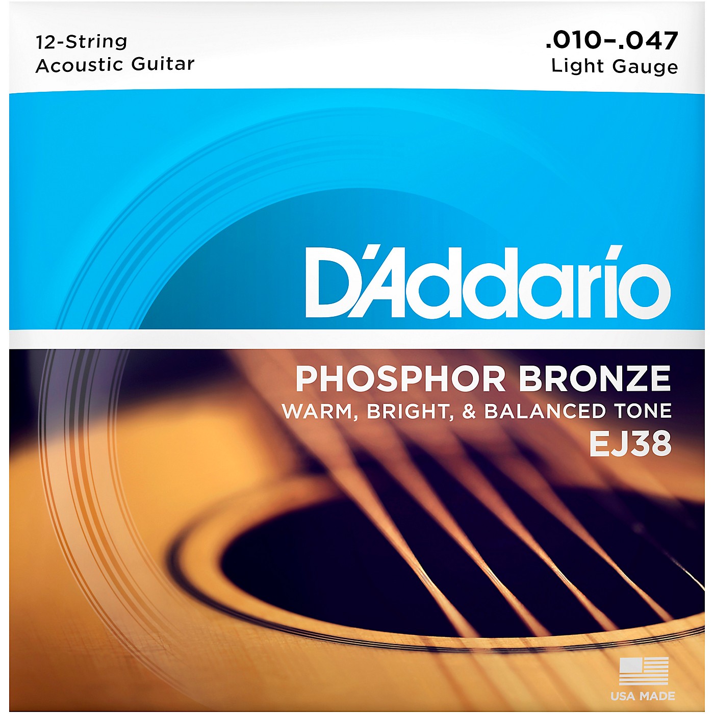 D'Addario EJ38 12-String Phosphor Bronze Light Acoustic Guitar Strings thumbnail