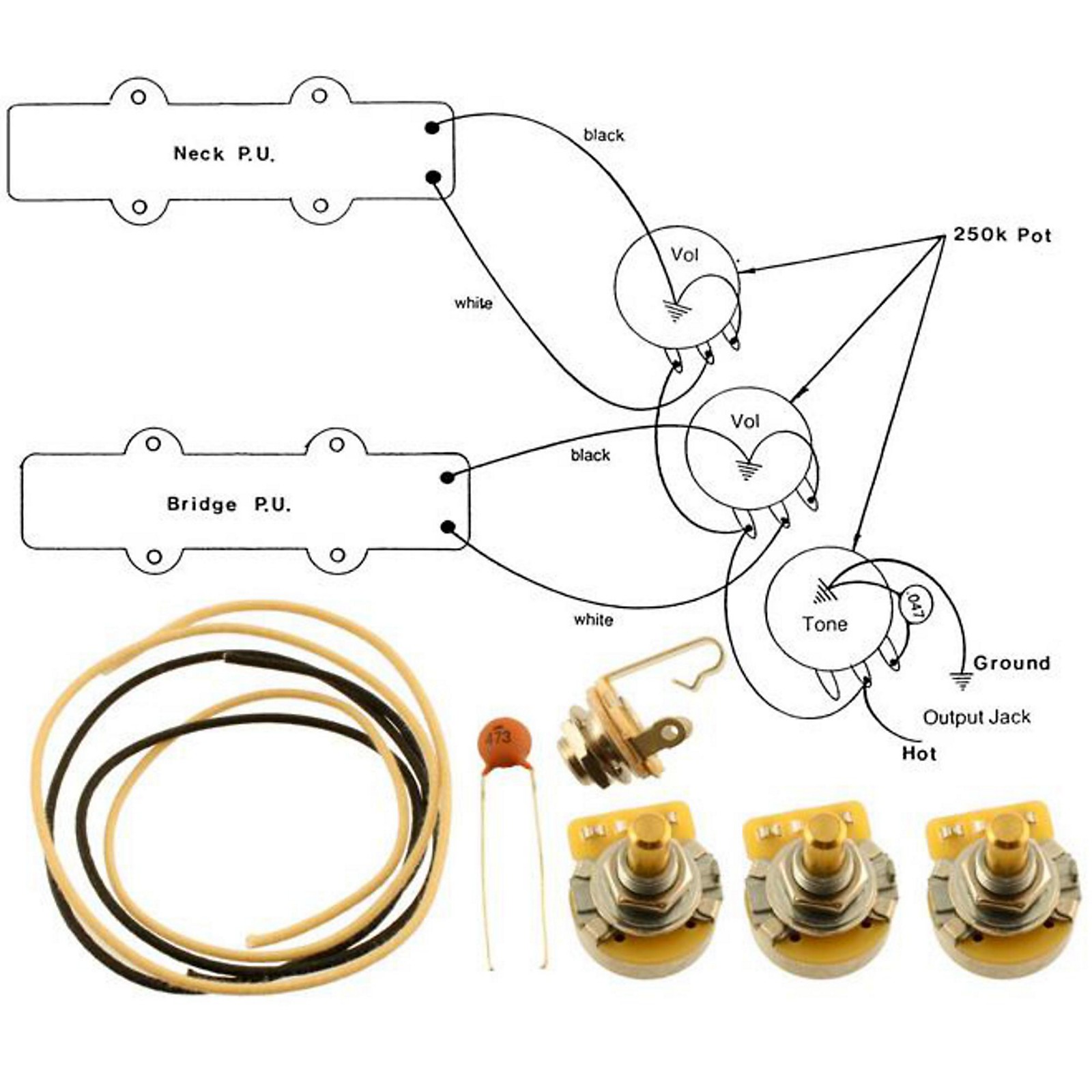 jazz bass wiring kit