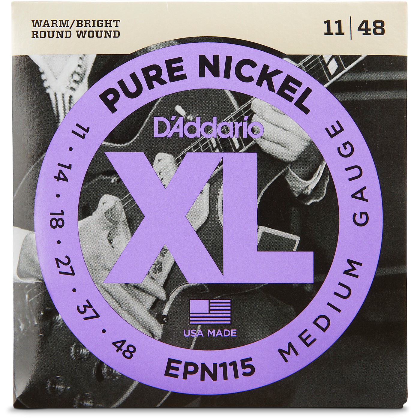 D'Addario EPN115 Pure Nickel Electric Guitar Blues/Jazz Electric Guitar Strings thumbnail