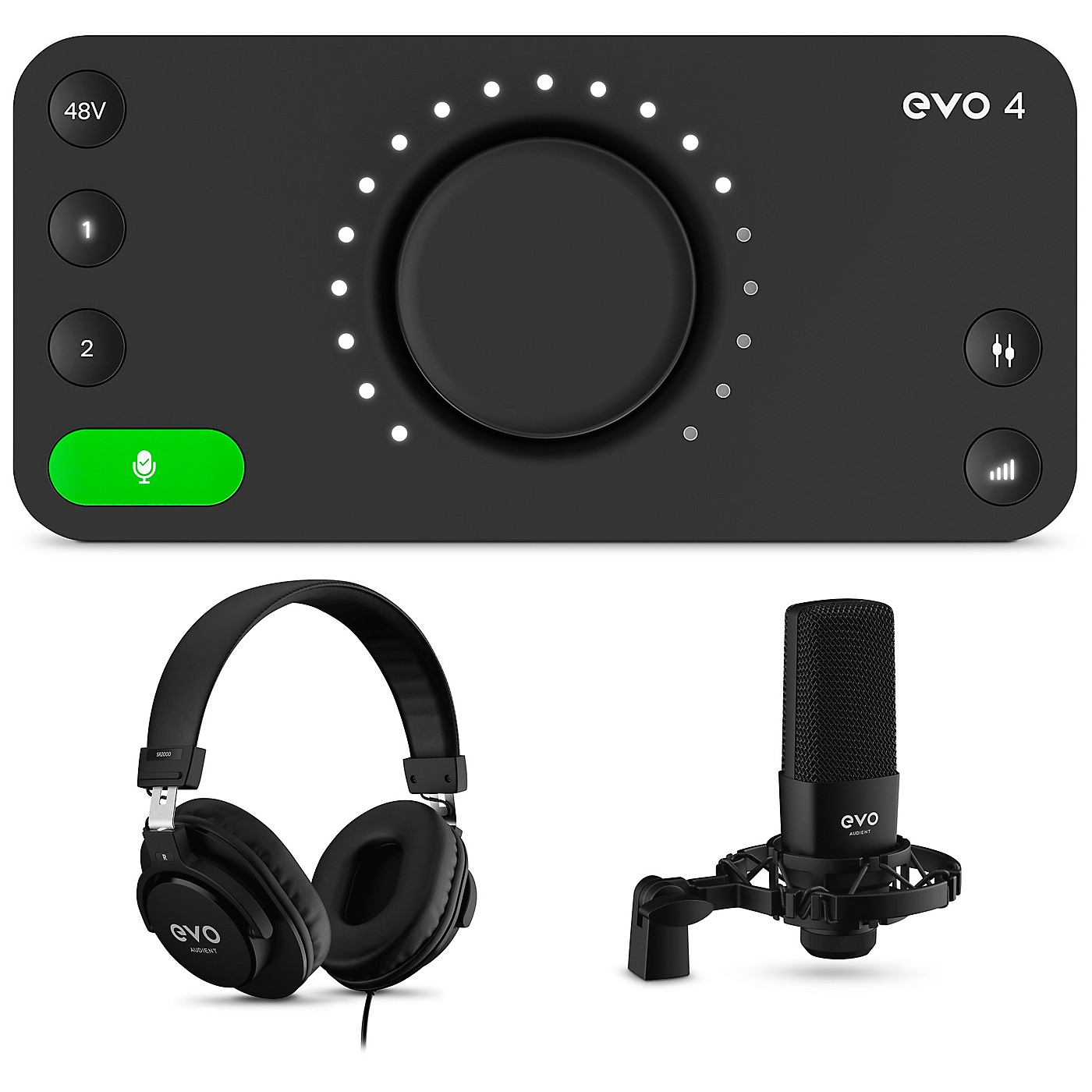 Audient EVO Start Recording Bundle With USB Audio Interface, Headphones, Mic, Shockmount and Mic Cable thumbnail